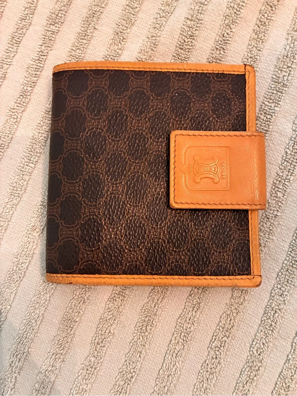Celine Macadam Dark Brown & Tan Signature Compact Wallet